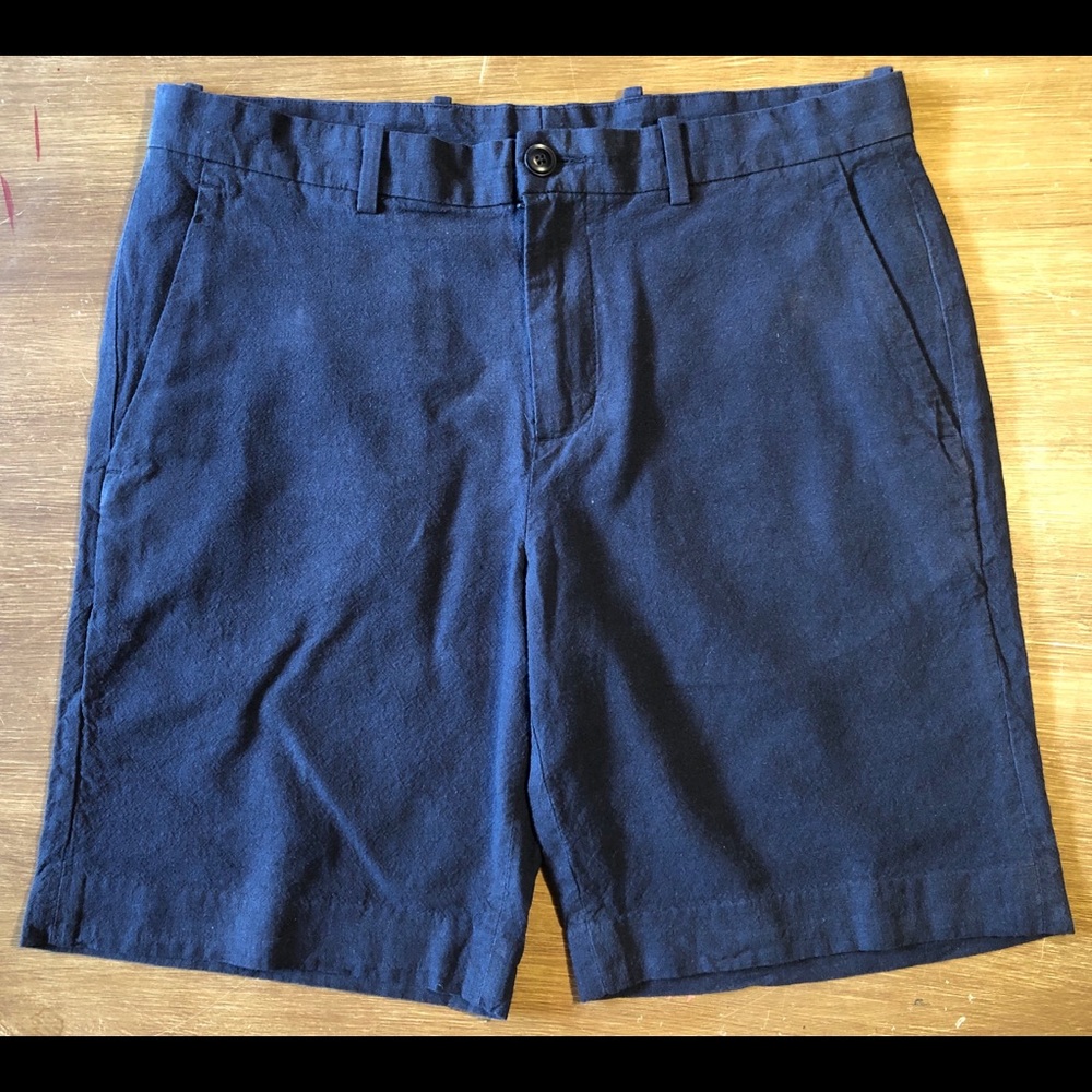 Perry Ellis Navy Linen Blend Shorts